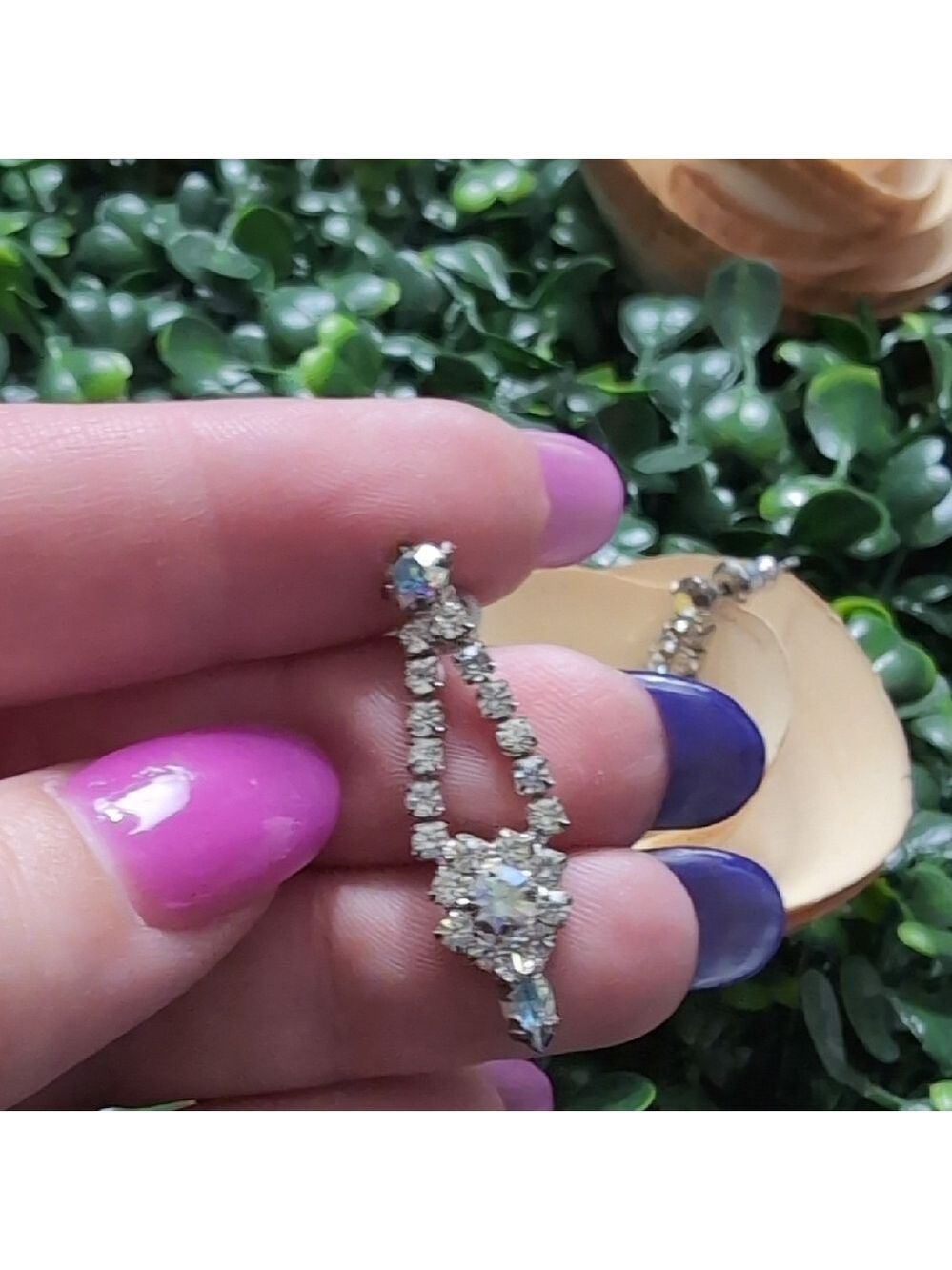 Elegant Silver and Drop Earrings with AB Crystals - Picture 5 of 9